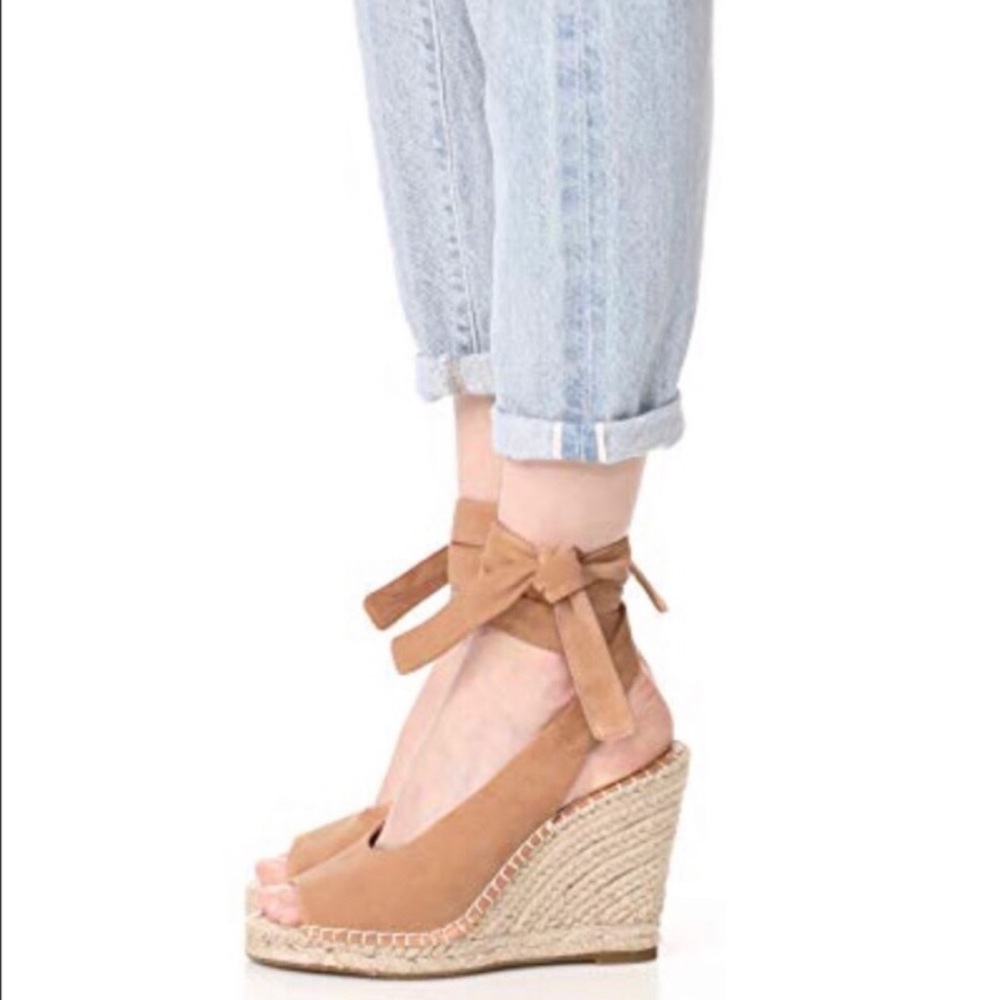 Worn Once Joie Suede Espadrille Sandals Blush Ankle Strap 36
